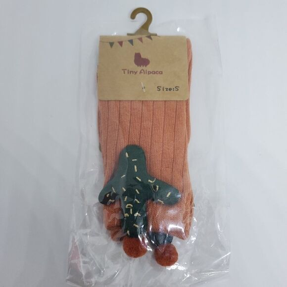 NWT Tiny Alpaca Orange & Green Cactus Socks - Picture 4 of 7